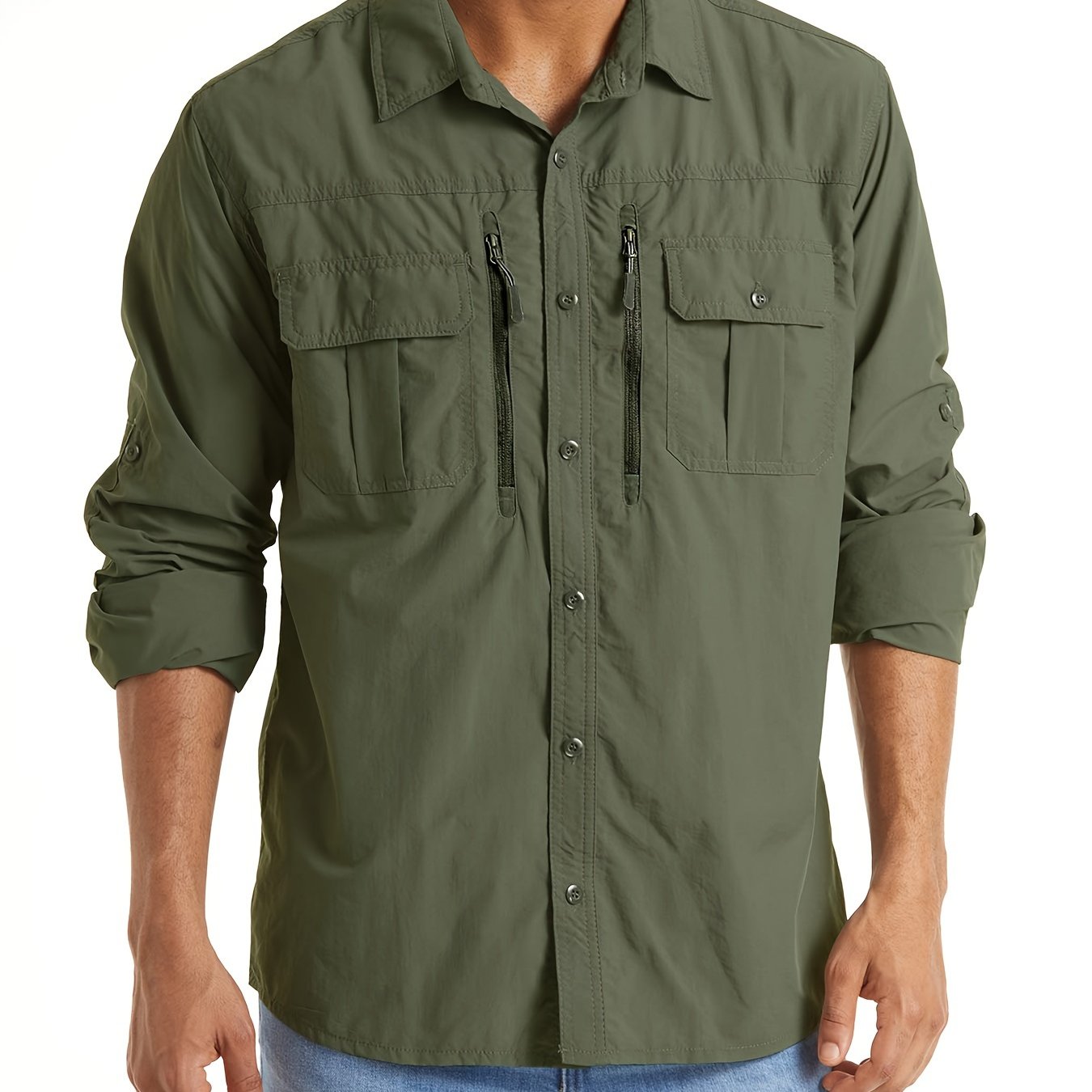 Men's Outdoor Quick Dry Shirts Long Sleeve Button