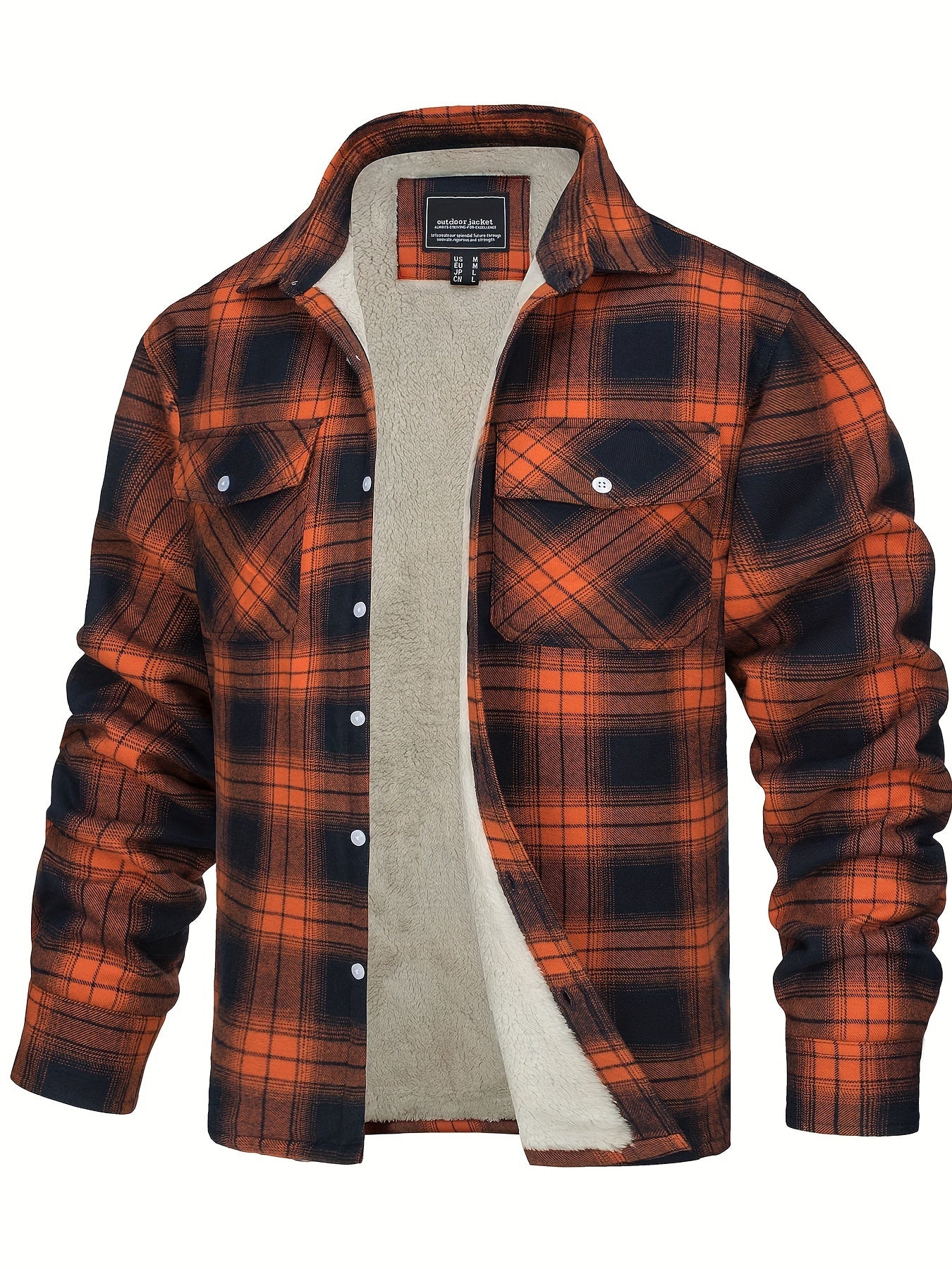 Men's Winter Shirt Jacket, Thick Warm Multifunctional Pocket Design