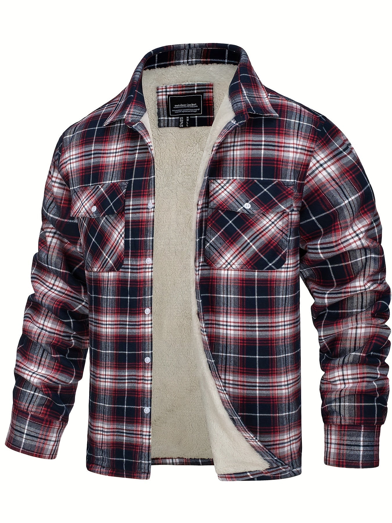 Men's Winter Shirt Jacket, Thick Warm Multifunctional Pocket Design