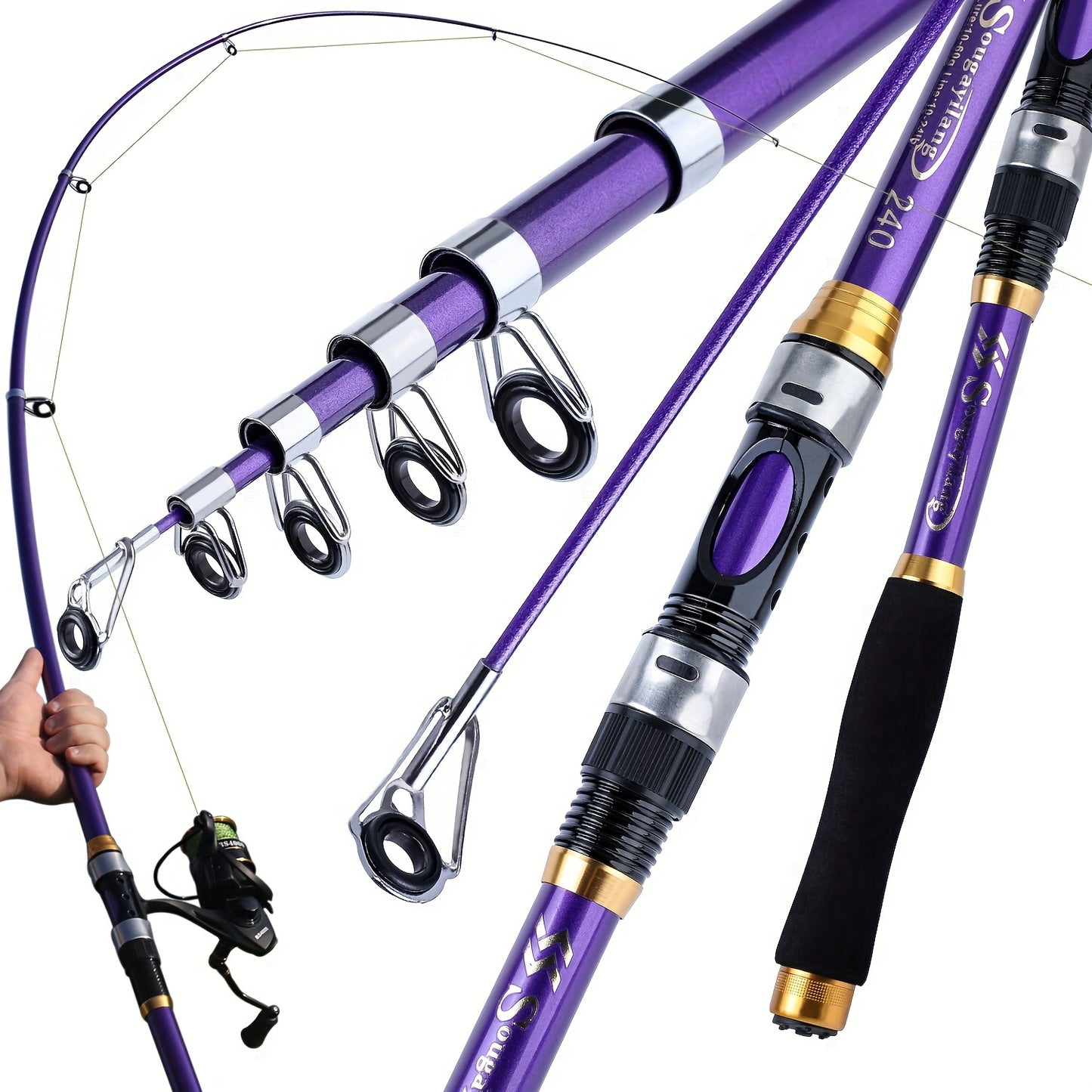 1.8M 2.1M 2.4M 2.7M 3.0M 3.3M Spinning Fishing Rod Max Drag 10Kg Ultralight Carbon Fiber Portable Telescopic Fishing Pole