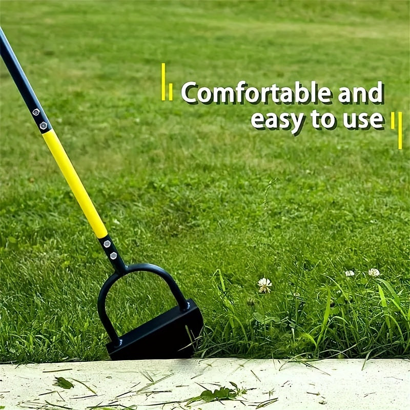 Manual Lawn Edger, Garden Tool With Handle, Carbon Steel Serrated Trimmer, 42.2in Long Semi-Circular Hand Edging Shovel, Metal Gardening Spade For Easy & Comfortable Use