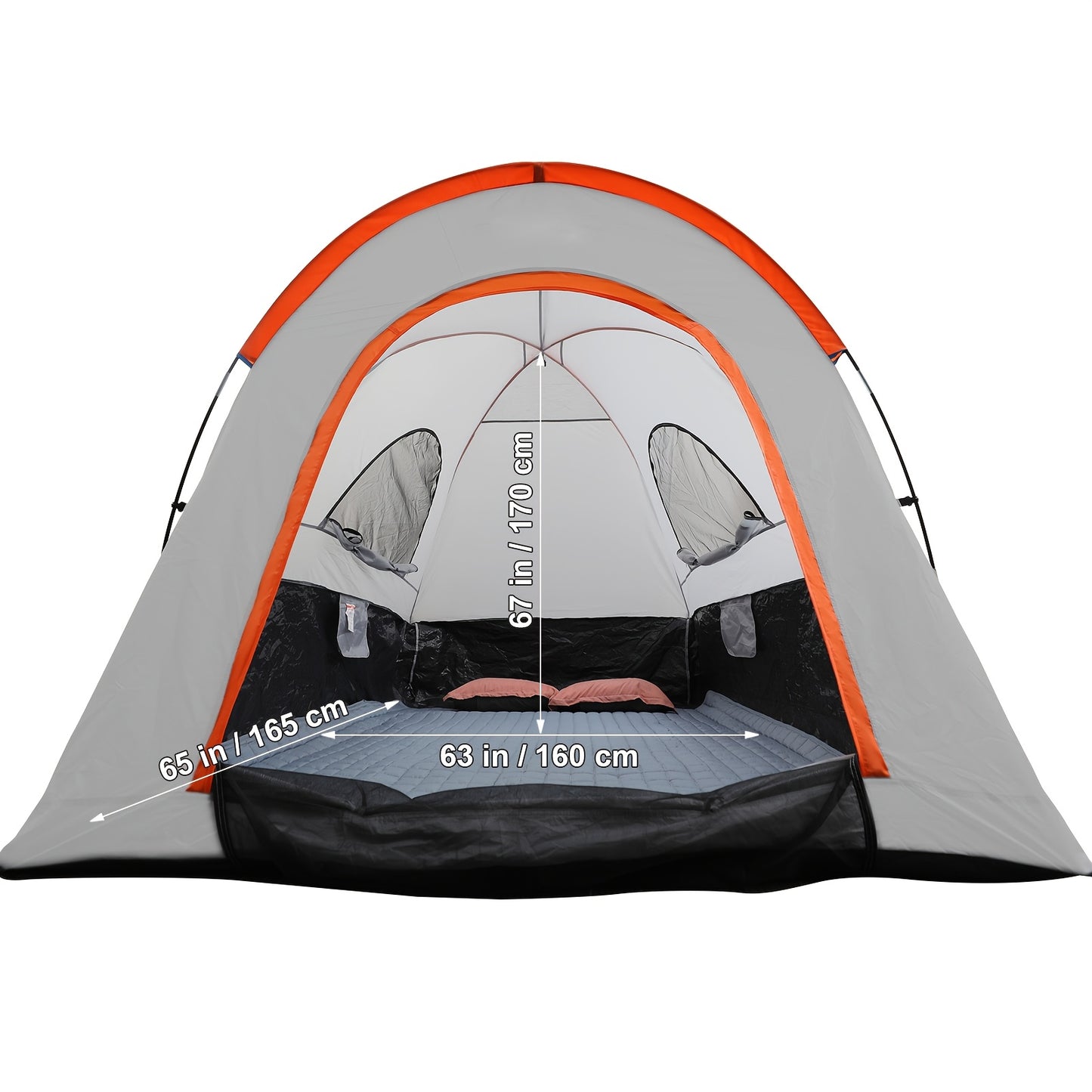 2 Person Waterproof PU2000mm Double Layer Pickup Truck Tent 2.0, Portable Truck Bed Tent With Rainfly