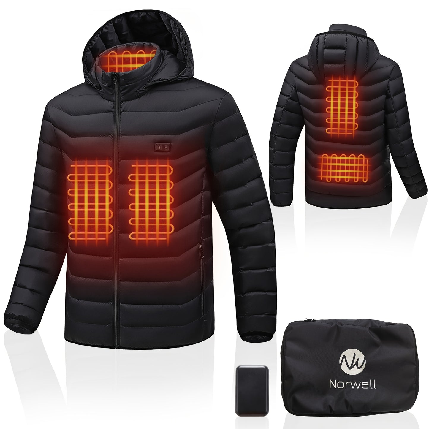 Men's Heated Hooded Jacket (with Battery)