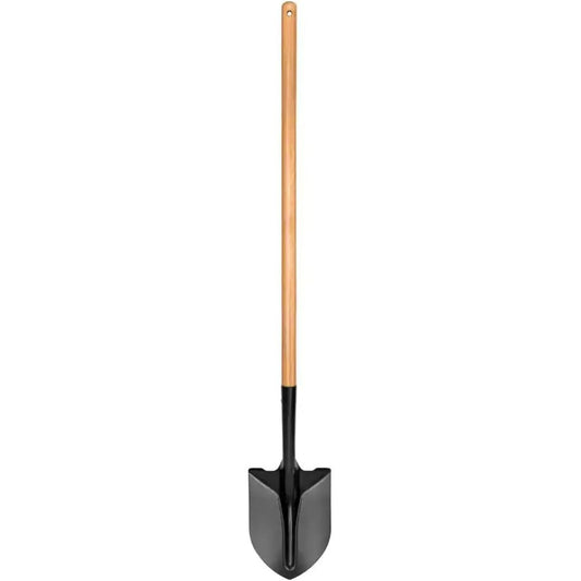 43 Inch Garden Shovel with Wooden Handle, Metal Round Head, Lightweight Hand Digging Tool