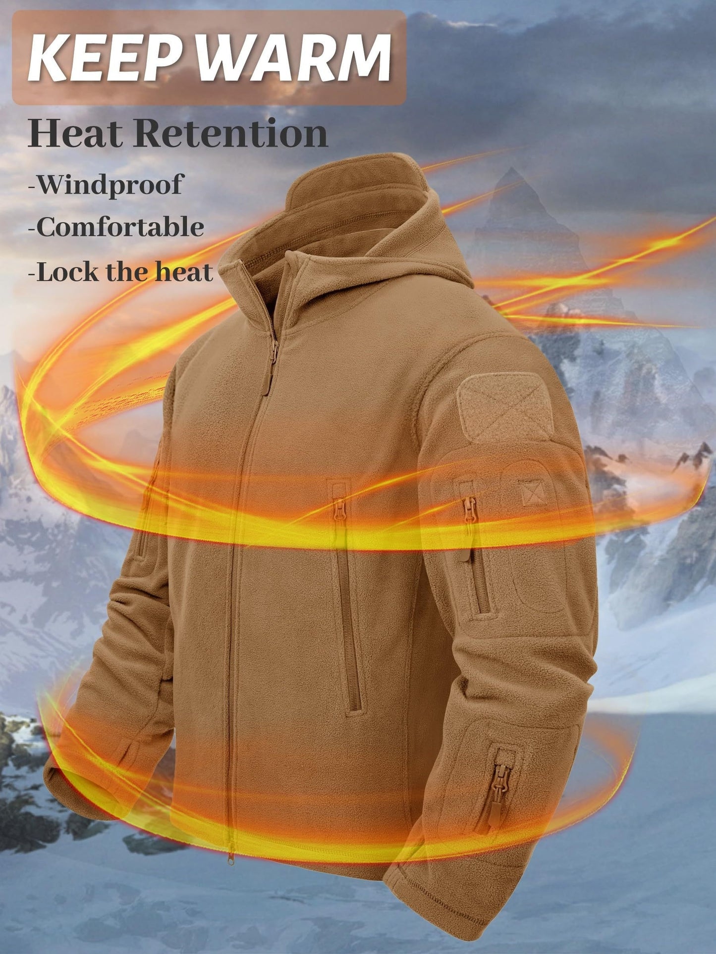 Men's Outdoor Fleece Hooded Softshell Jacket Windproof