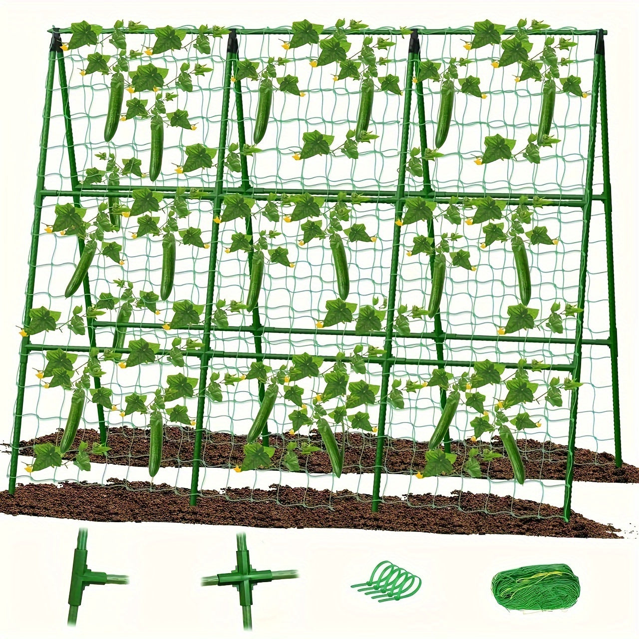 Adjustable A-Frame Cucumber Trellis for Raised Beds, 70x70 Inch