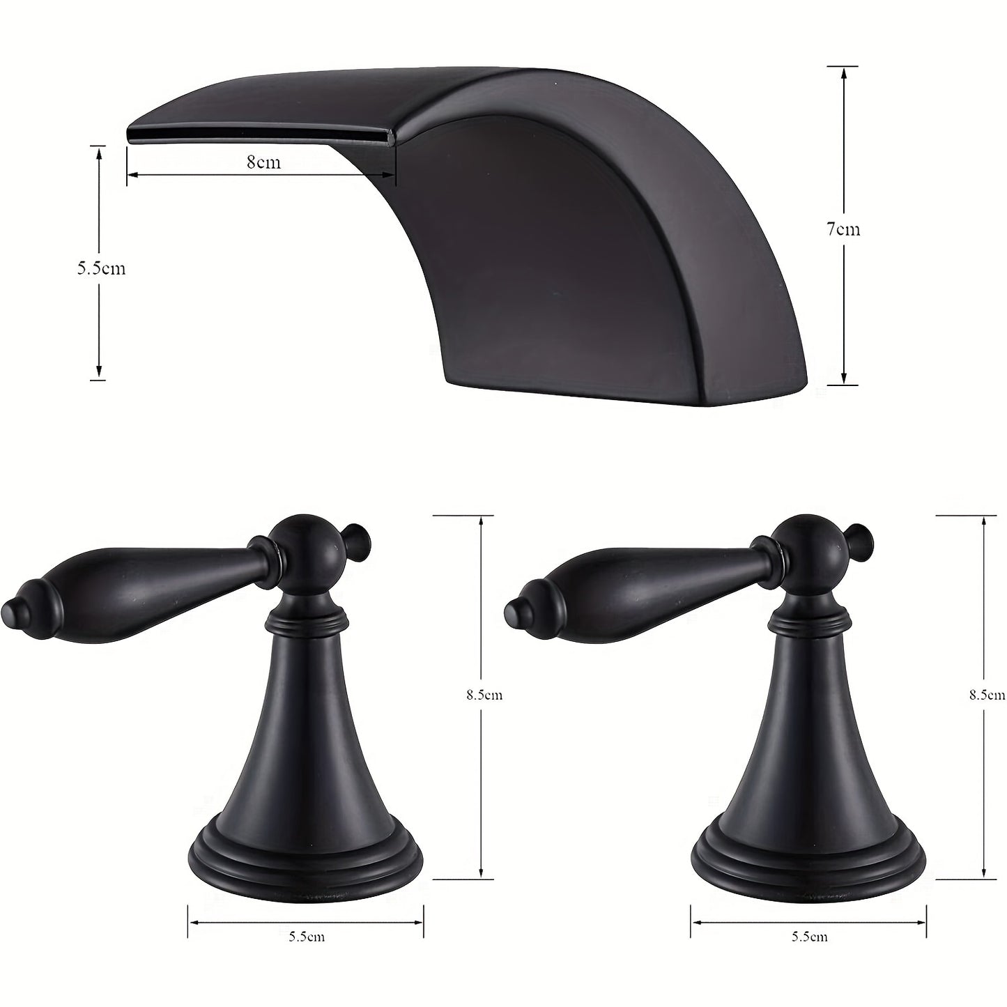 Led Waterfall Widespread Bathroom Sink Faucet 3 Colors Change Led Waterfall Deck Mount