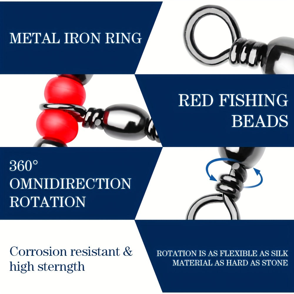 Fishing three-way swivels, 60pcs, T-shape barrel design, line connectors, for catfish rigs, 20-90 lbs test weight, Alpine Outdoor Supplies