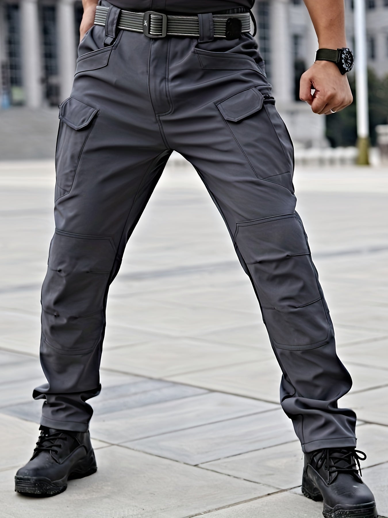 Men's Casual Solid Cargo Pants With Multiple Pockets