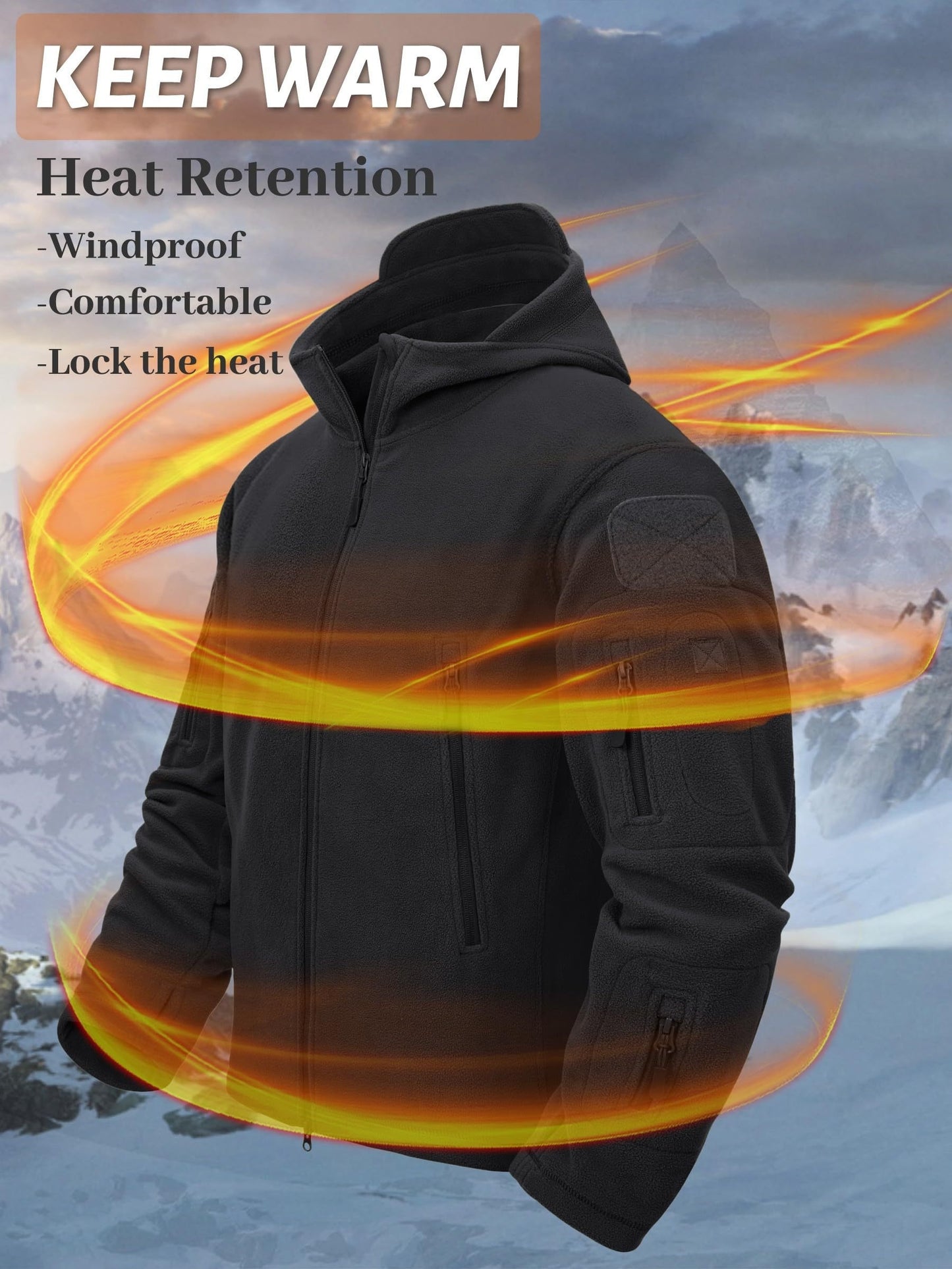 Men's Outdoor Fleece Hooded Softshell Jacket Windproof