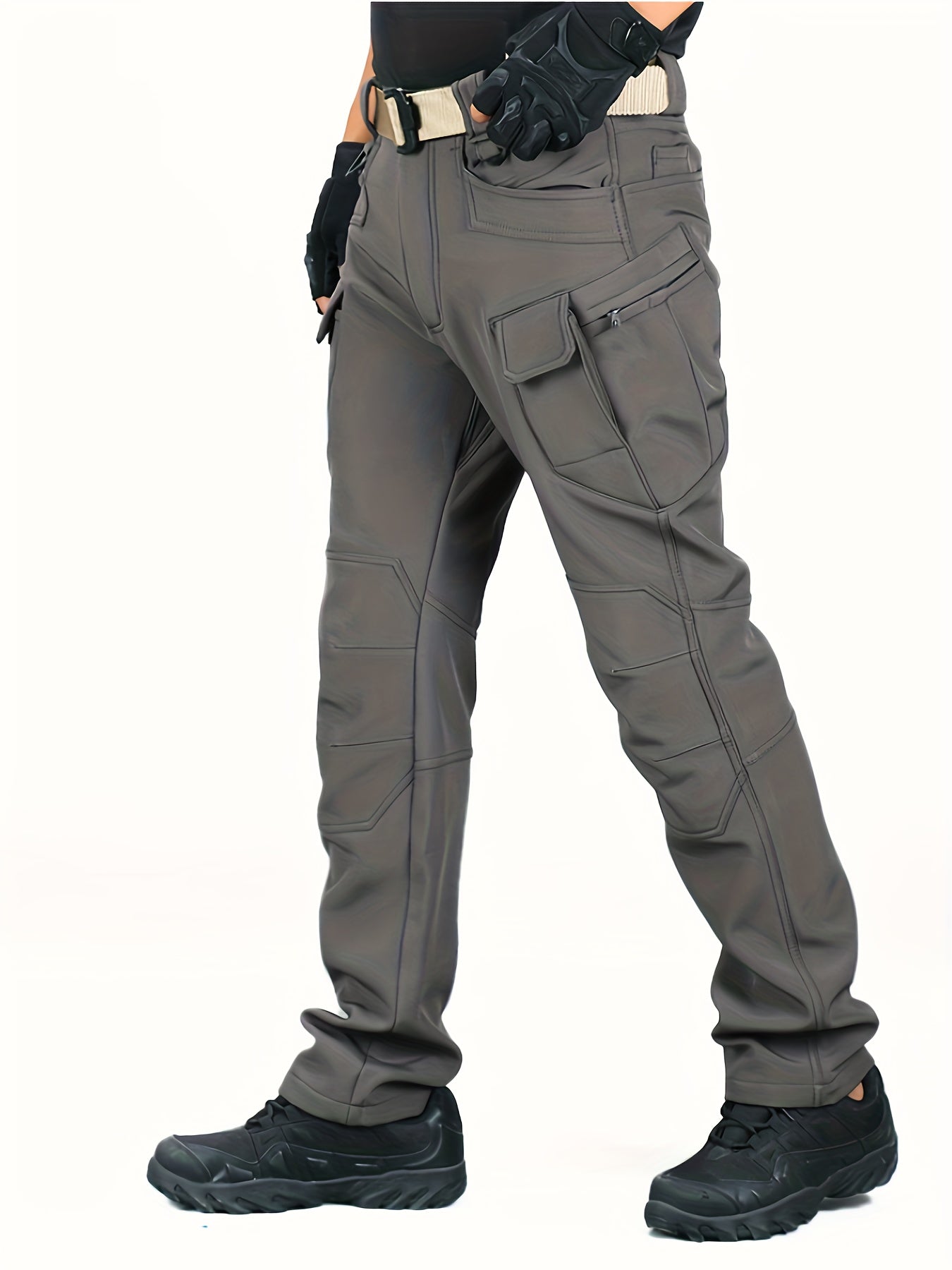 Trendy Thermal Cargo Pants, Men's Multi Flap Pocket Trousers