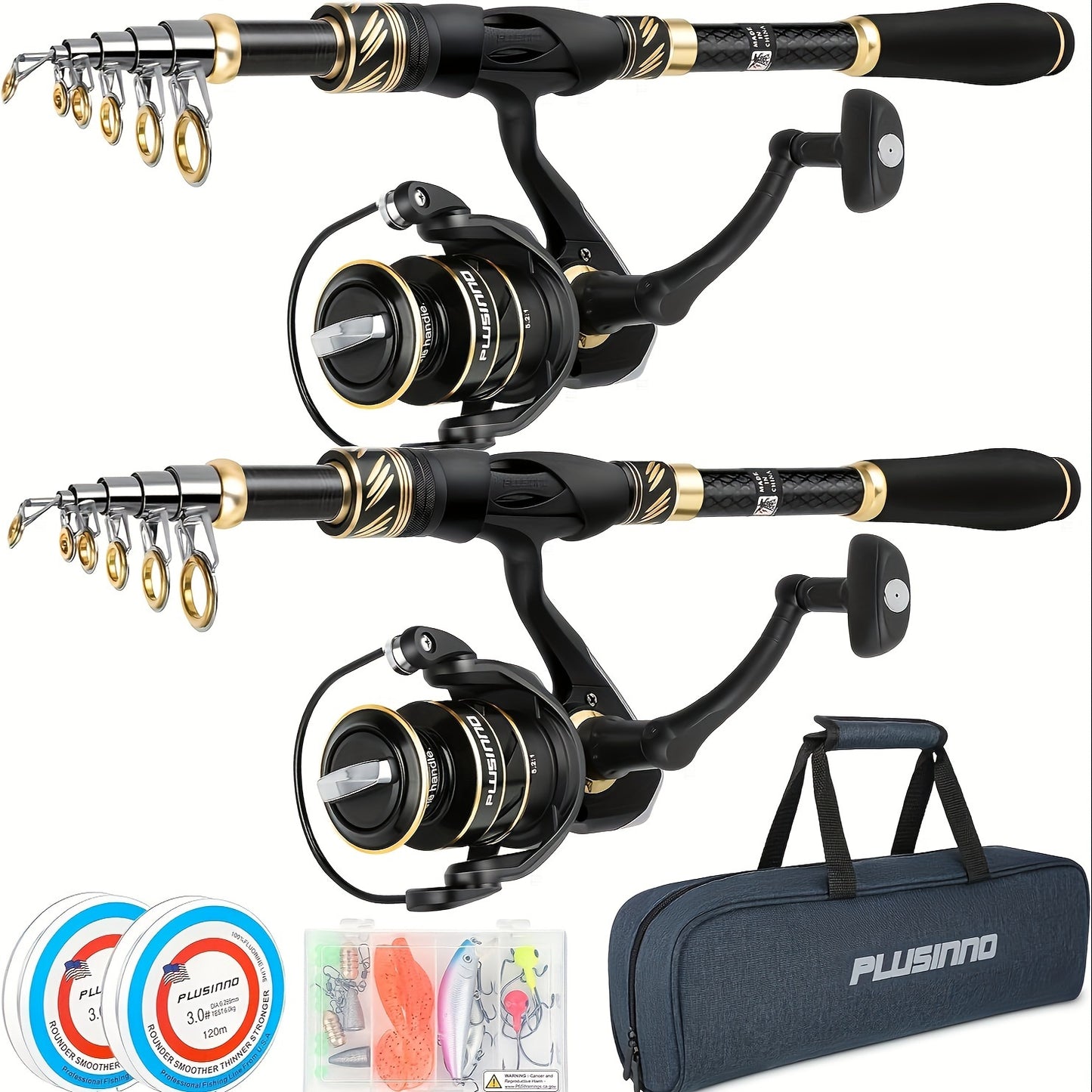 Fishing Pole, Fishing Rod and Reel Combo, Telescopic Fishing Rod Kit with Spinning Reel, with Carrier Bag