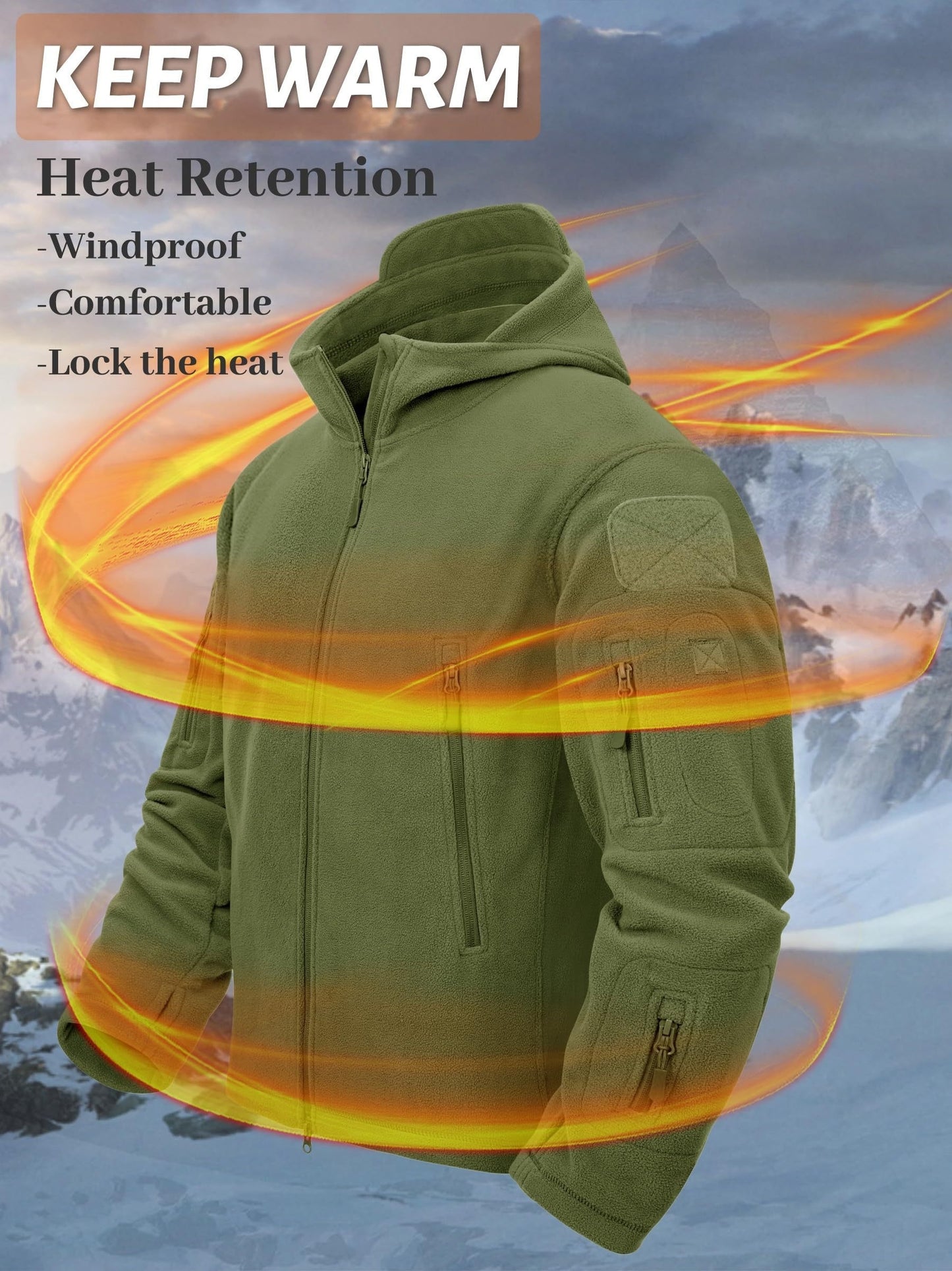 Men's Outdoor Fleece Hooded Softshell Jacket Windproof