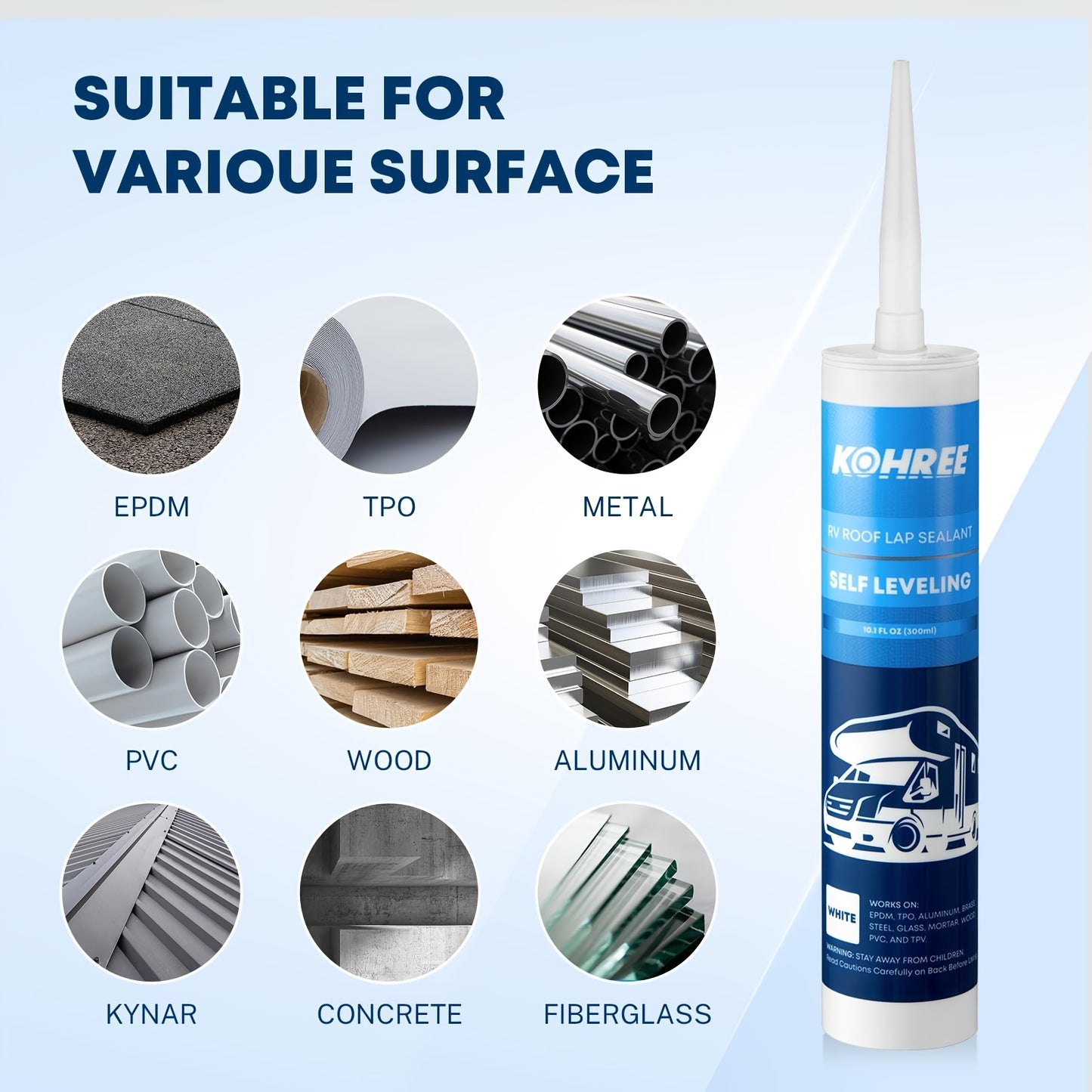 2/4pcs RV Roof Sealant, Self-Leveling Lap Sealant White, RV Caulking Sealant for RV Roofing