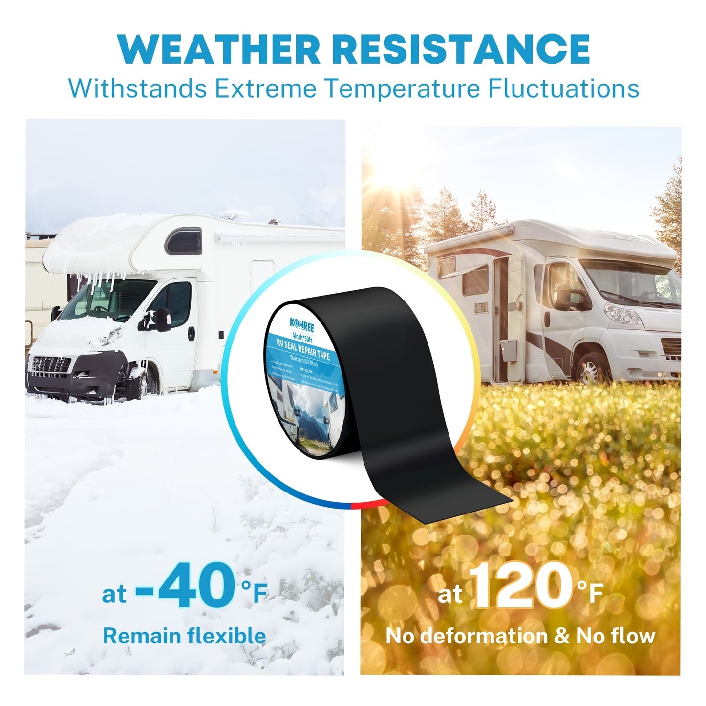 RV Sealant Tape, RV Roof Tape White/Black, UV Resistant, Weatherproof Repair Sealant Tape
