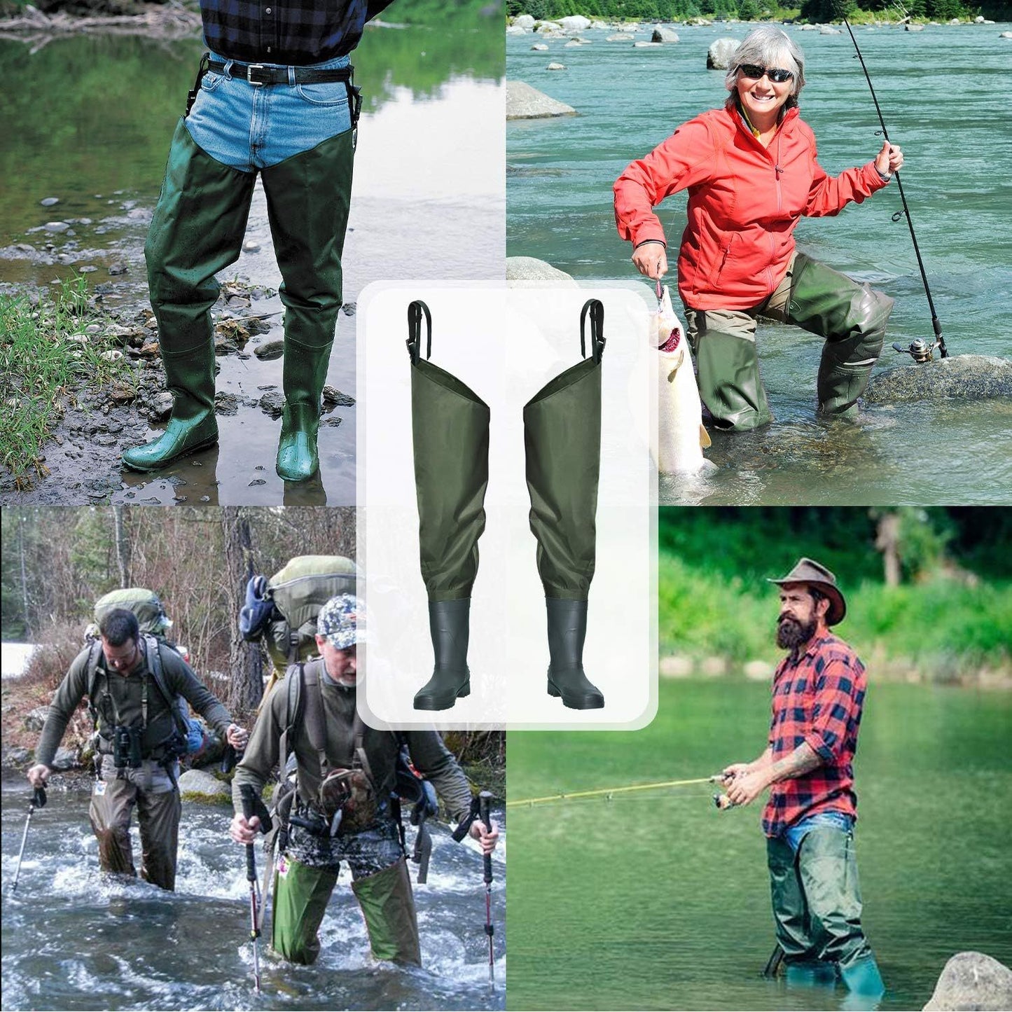 Pair Vintage Style Hip Waders, 9 Lightweight Fishing Boots