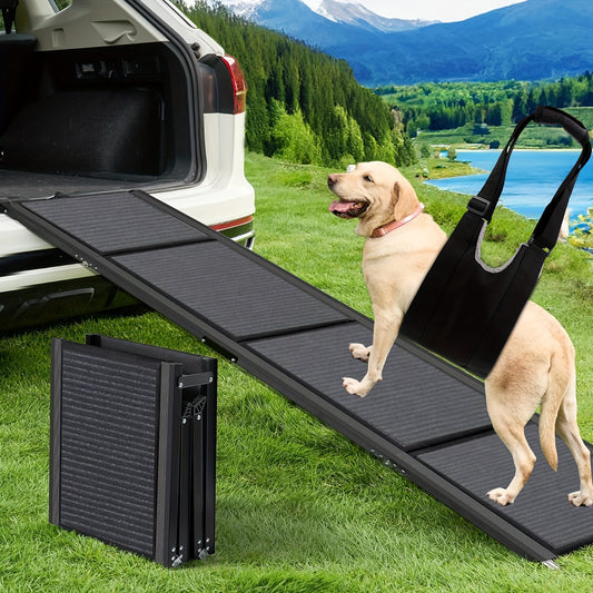 2pcs Dog Ramp For Car, Portable Pet Ramp With 1 Built-in Handle, Folding Dog Ramp For Large And Small Dog