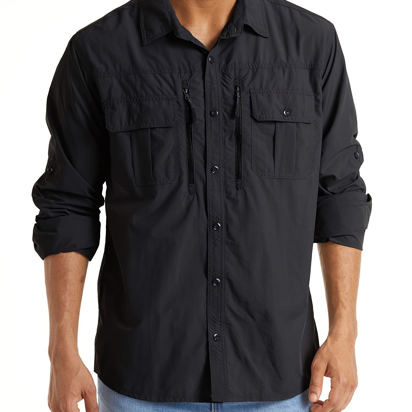 Men's Outdoor Quick Dry Shirts Long Sleeve Button