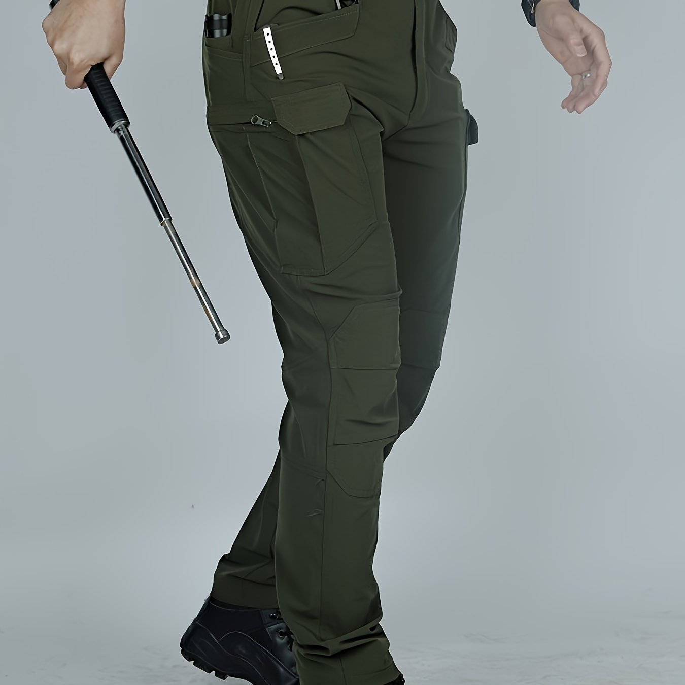 Men's Casual Solid Cargo Pants With Multiple Pockets