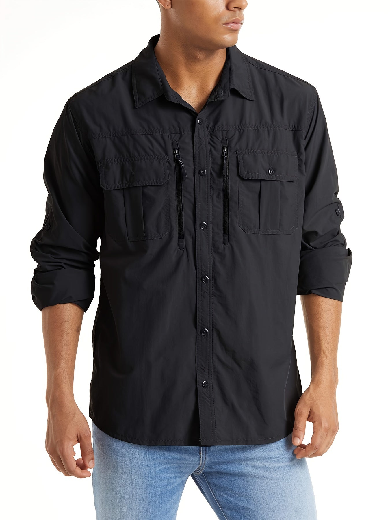 Men's Outdoor Quick Dry Shirts Long Sleeve Button