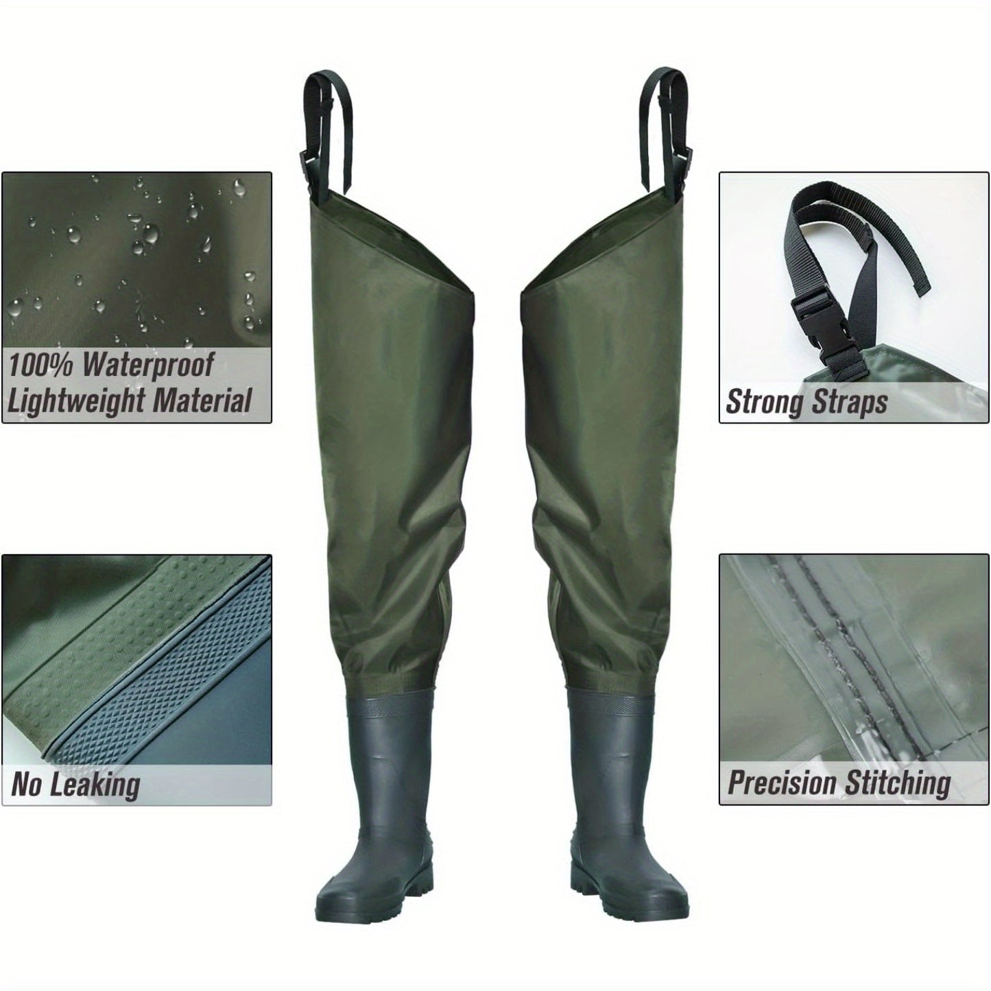 Pair Vintage Style Hip Waders, 9 Lightweight Fishing Boots