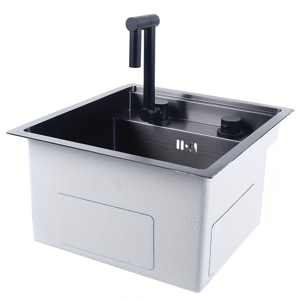 RV Kitchen Sink Bar Sink With Folding Faucet, Cover, Drain Pipe And Strainer Full Set