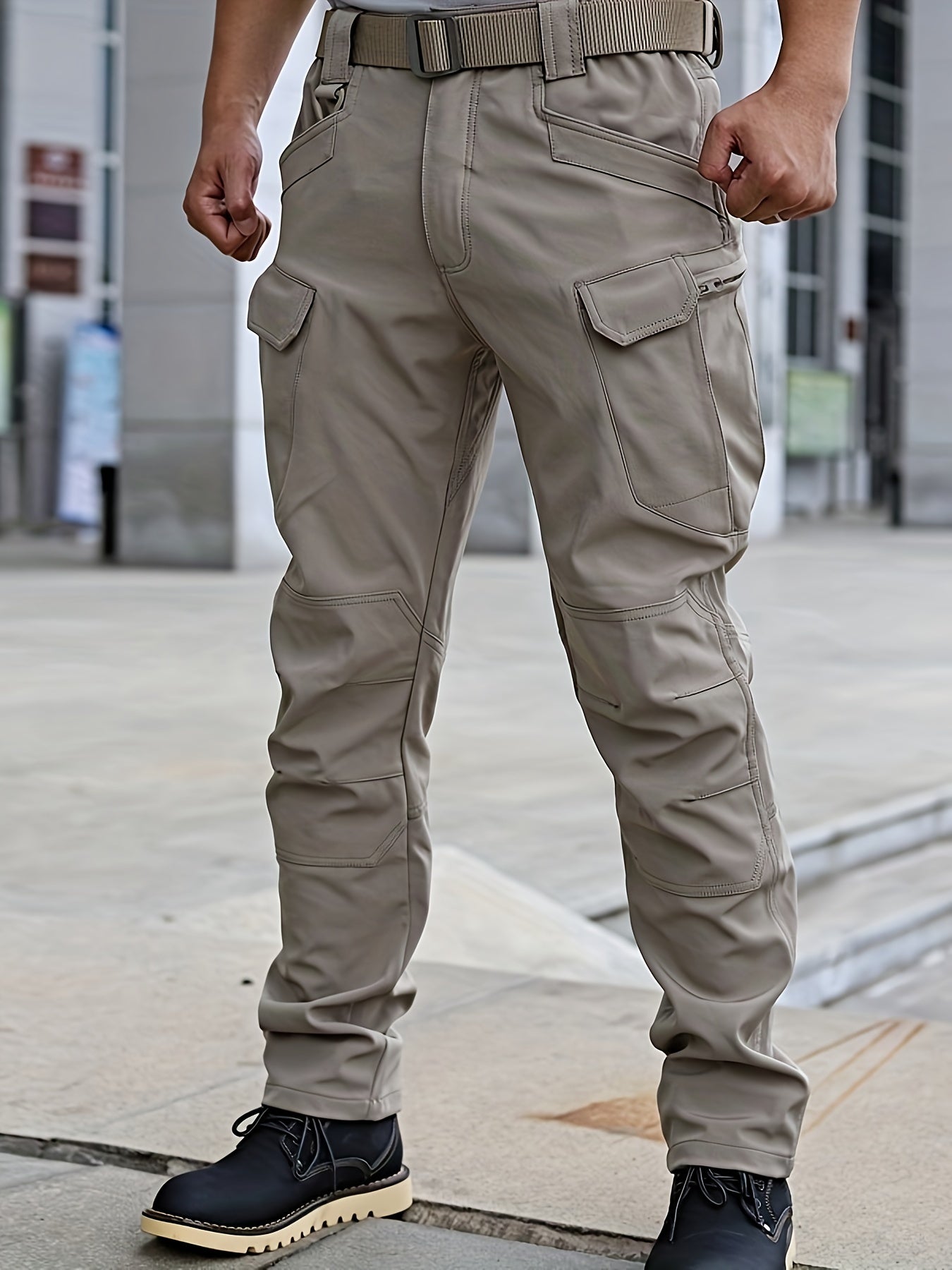 Men's Casual Solid Cargo Pants With Multiple Pockets