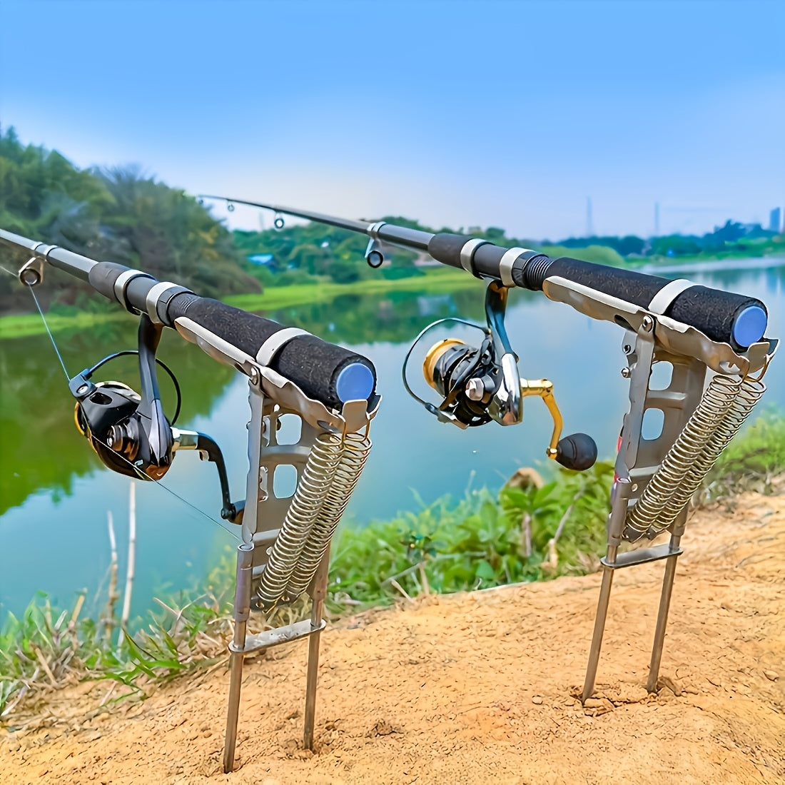 Auto-Deploy Fishing Rod Holder - High Sensitivity & Dual Spring Activation, Stainless Steel, Rust-Resistant