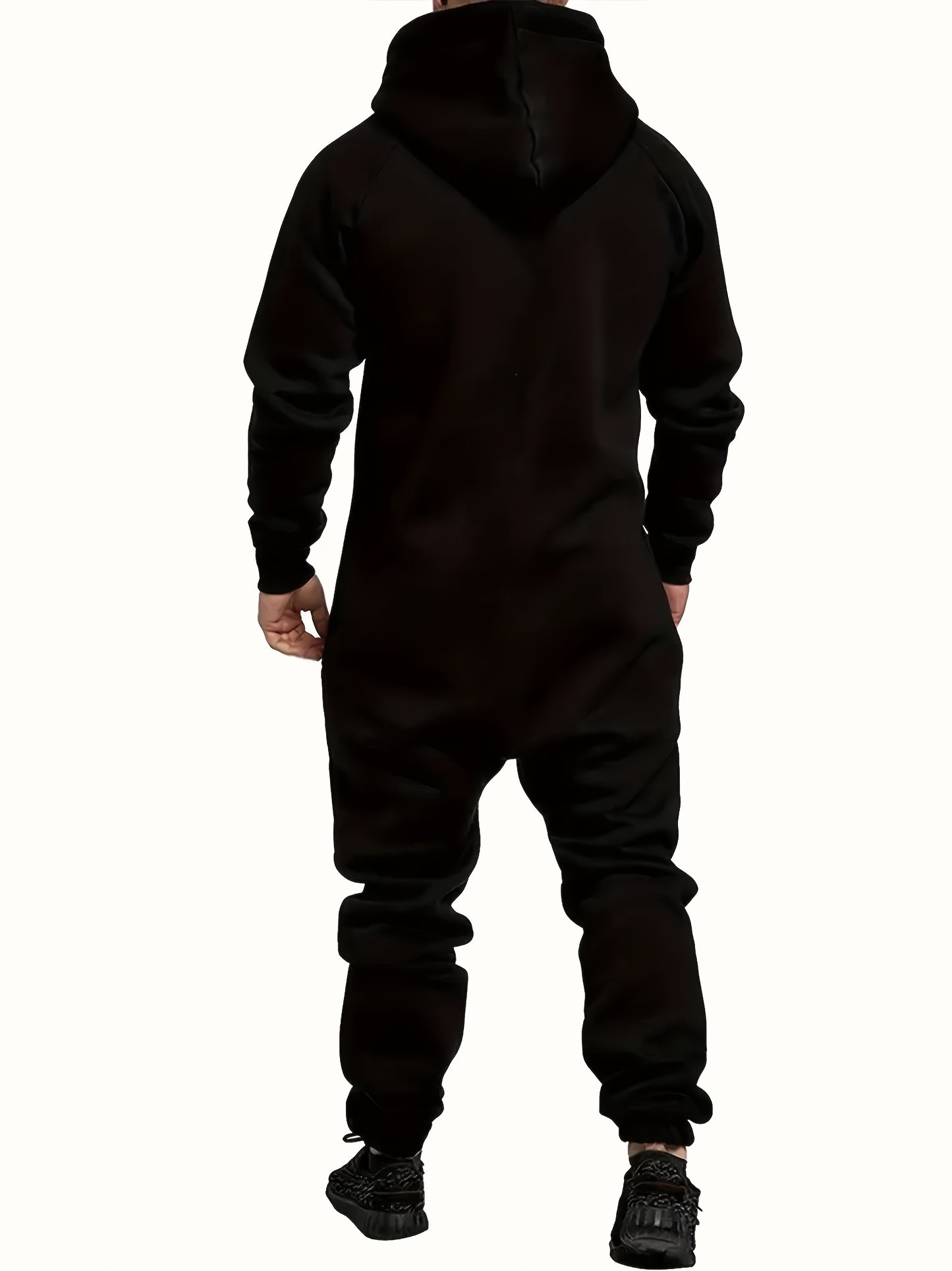 Men'S Hooded Fleece Lined Kangaroo Pocket Jumpsuit