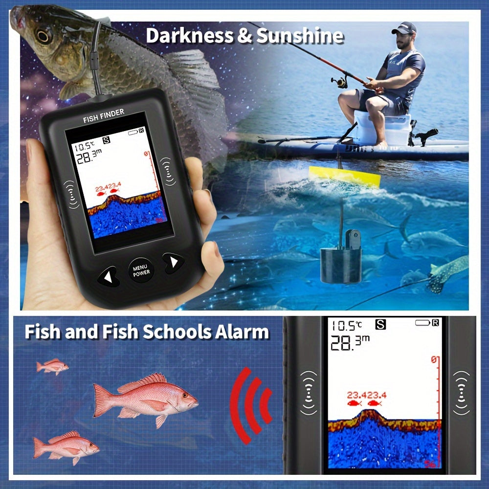 Portable Fish Finder Fishing Sonar Sounder 100M Depth Range 45 Degrees Sonar Coverage