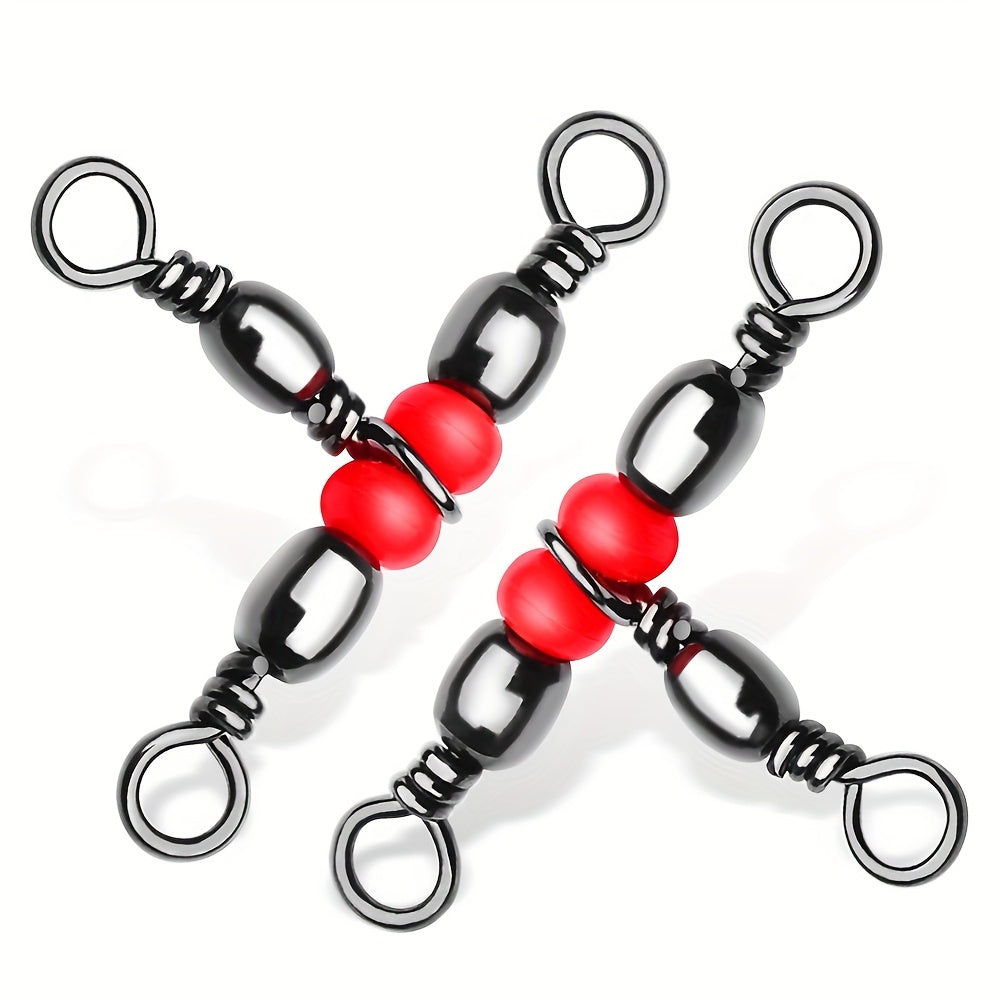 Fishing three-way swivels set with 60 T-shape barrel swivels, durable fishing tackle connectors for catfish rigs, 20 to 90 lbs test.