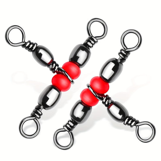 Fishing three-way swivels set with 60 T-shape barrel swivels, durable fishing tackle connectors for catfish rigs, 20 to 90 lbs test.