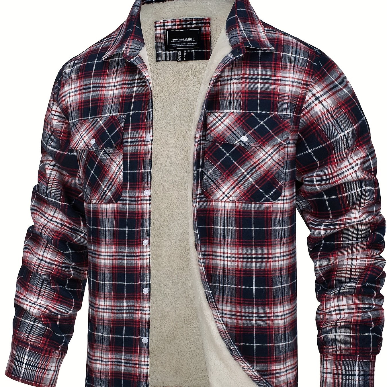 Men's Winter Shirt Jacket, Thick Warm Multifunctional Pocket Design