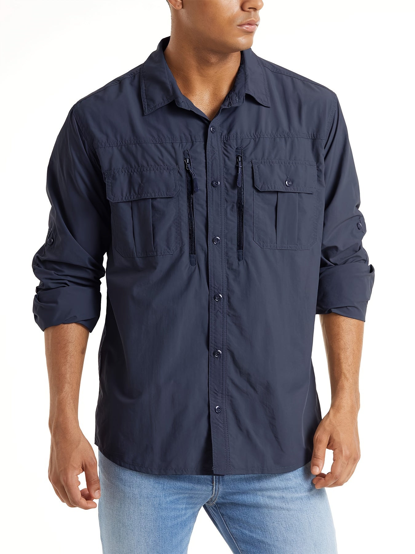 Men's Outdoor Quick Dry Shirts Long Sleeve Button