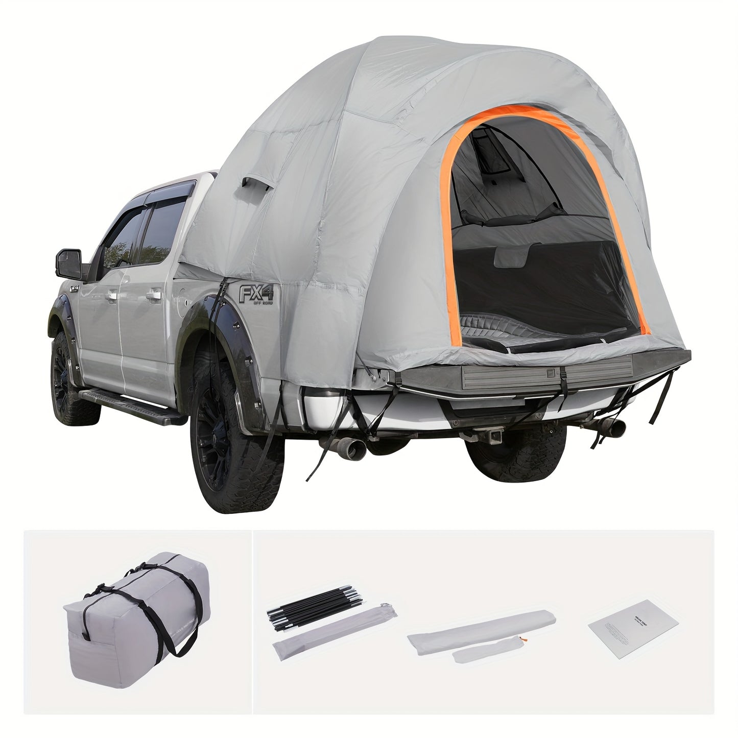 2 Person Waterproof PU2000mm Double Layer Pickup Truck Tent 2.0, Portable Truck Bed Tent With Rainfly
