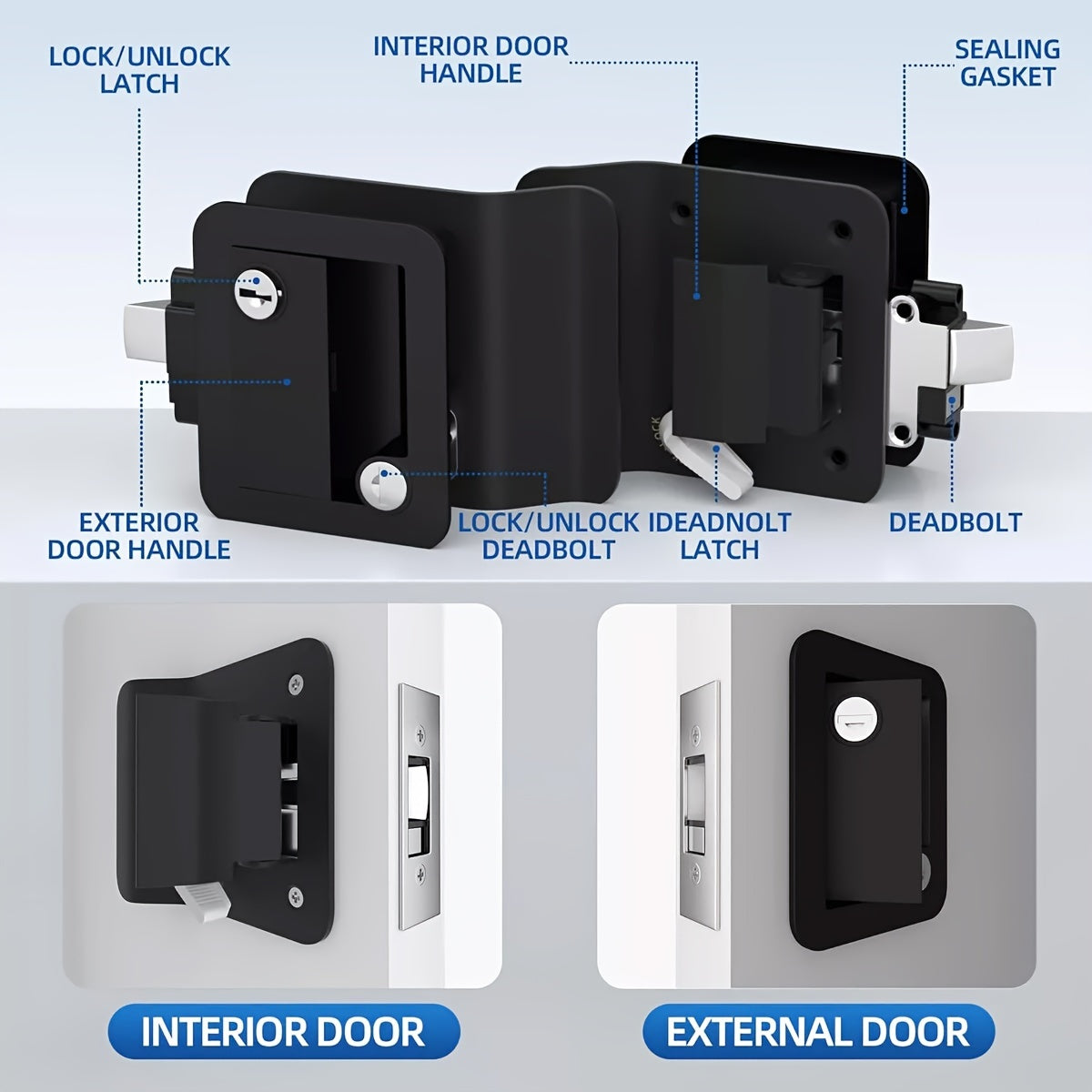 RV Door Lock Replacement Kit With Keys, Durable, Corrosion Resistant