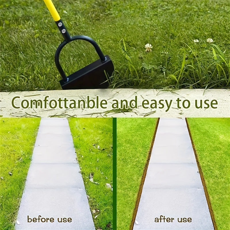 Manual Lawn Edger, Garden Tool With Handle, Carbon Steel Serrated Trimmer, 42.2in Long Semi-Circular Hand Edging Shovel, Metal Gardening Spade For Easy & Comfortable Use