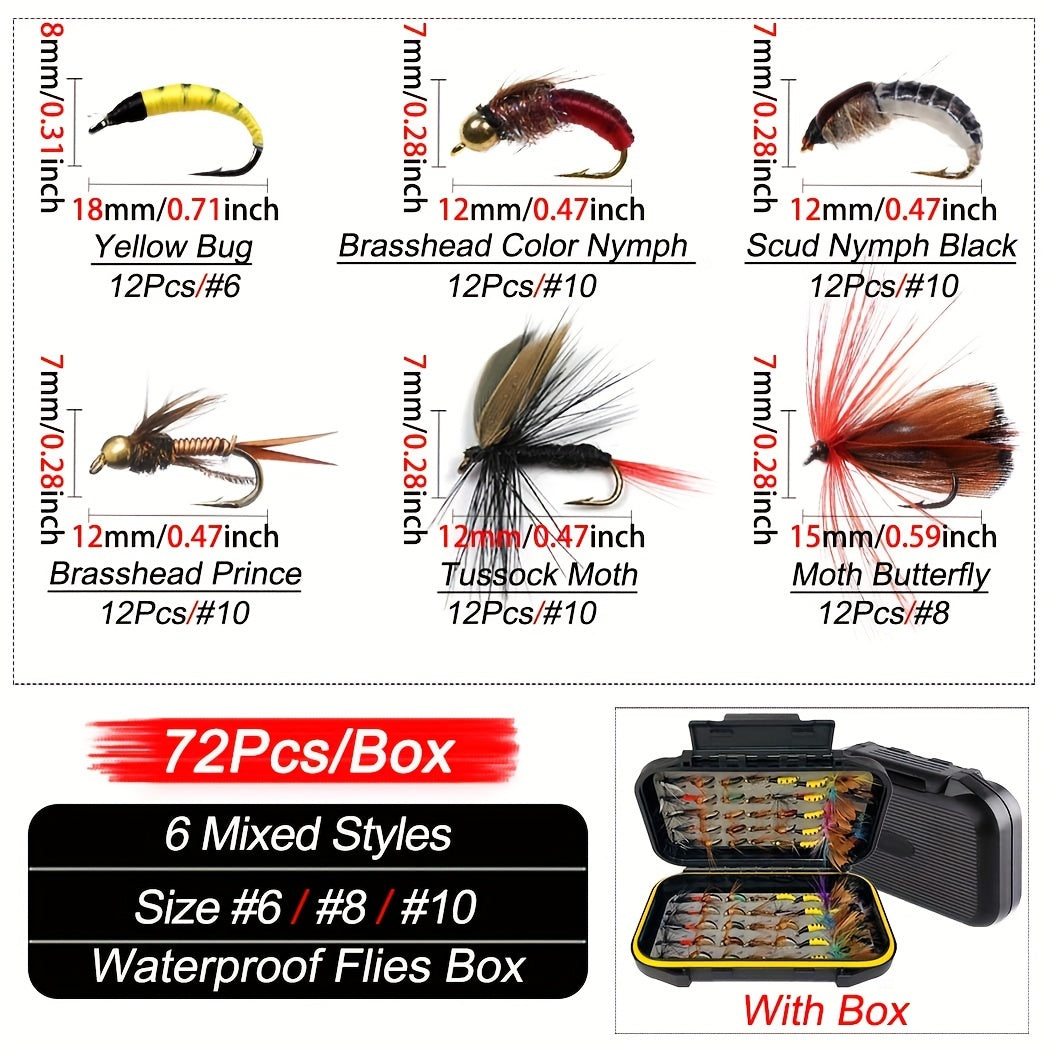 Fly Fishing Flies Collection 24-114Pcs Flies Dry Wet Nymph Streamers Fly Assortment with Fly Box