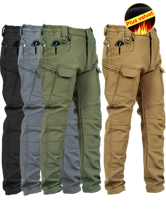 Men's Fleece Lined Ultimate Thermal Tactical Pants - Waterproof, Windproof, Multi-Pocket, Loose Fit