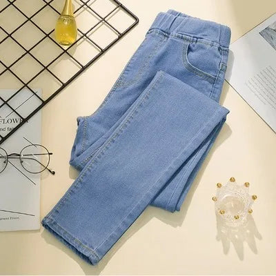 New Elastic waist Woman Vintage Jeans Clothes S-6XL Full Length