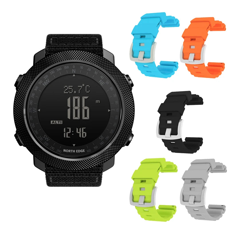 NORTH EDGE Men's sport Digital watch Hours Running Swimming Military Army watches Altimeter Barometer Compass waterproof 50m - Alpine Outdoor Supplies and More