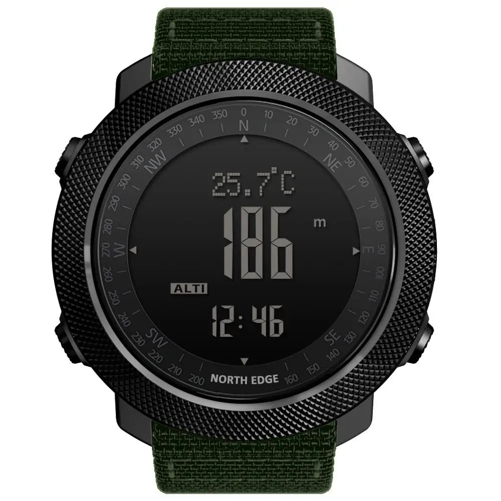 NORTH EDGE Men's sport Digital watch Hours Running Swimming Military Army watches Altimeter Barometer Compass waterproof 50m - Alpine Outdoor Supplies and More
