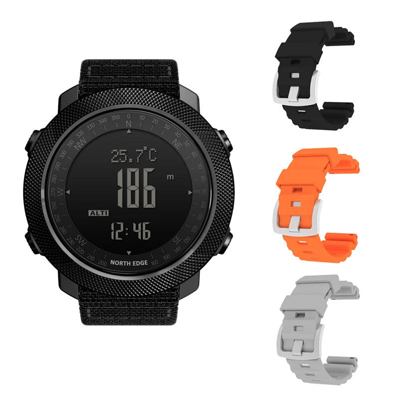 NORTH EDGE Men's sport Digital watch Hours Running Swimming Military Army watches Altimeter Barometer Compass waterproof 50m - Alpine Outdoor Supplies and More
