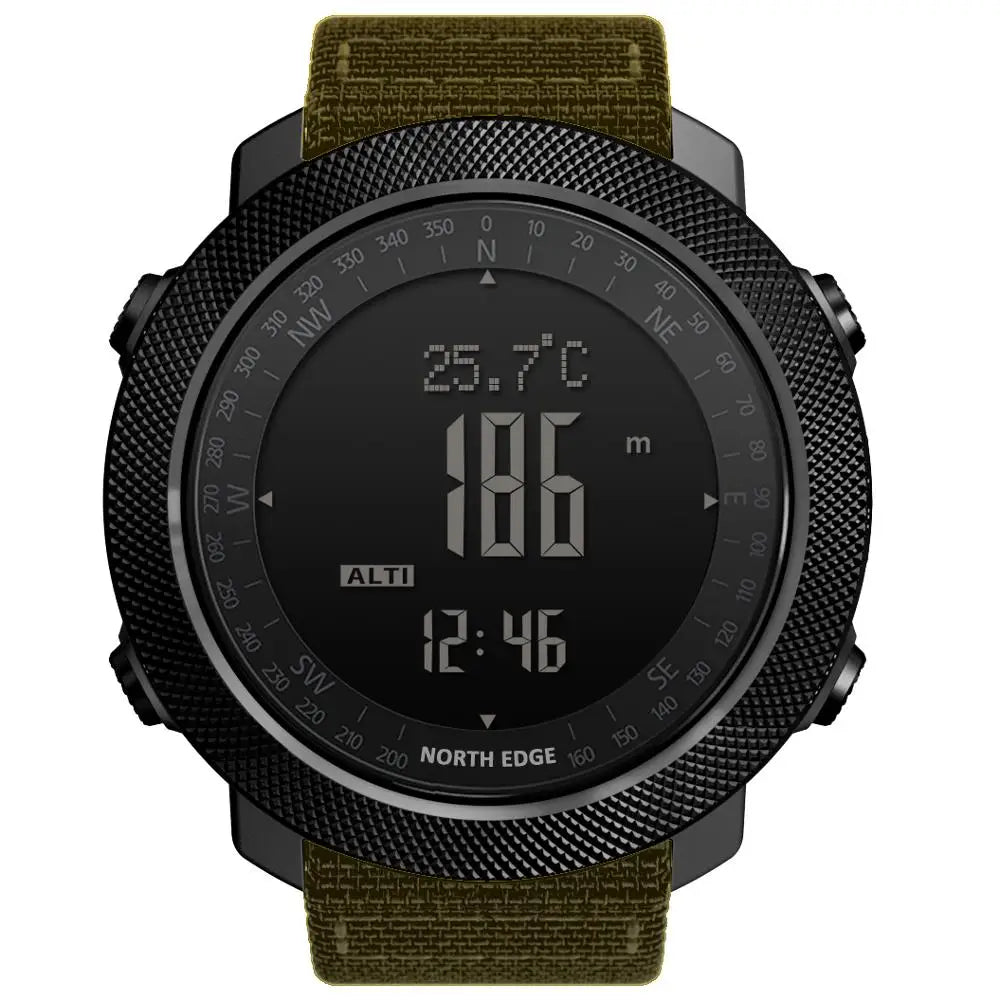 NORTH EDGE Men's sport Digital watch Hours Running Swimming Military Army watches Altimeter Barometer Compass waterproof 50m - Alpine Outdoor Supplies and More