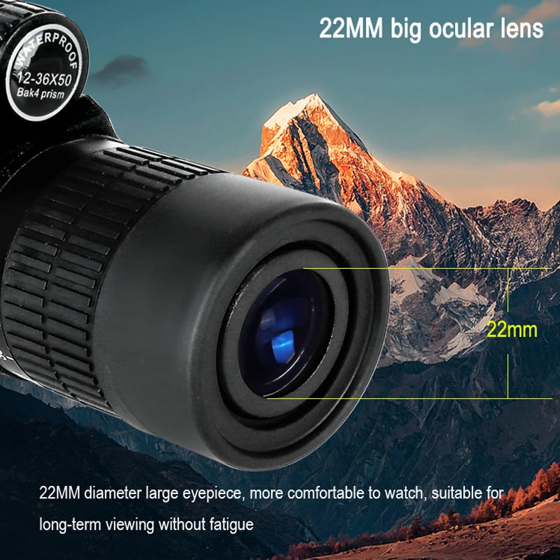 36X50 Monocular  HD Light Night Vision Bak4 PrismTelescope  with Phone Clip Tripod