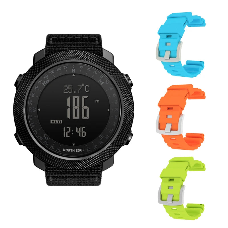 NORTH EDGE Men's sport Digital watch Hours Running Swimming Military Army watches Altimeter Barometer Compass waterproof 50m - Alpine Outdoor Supplies and More