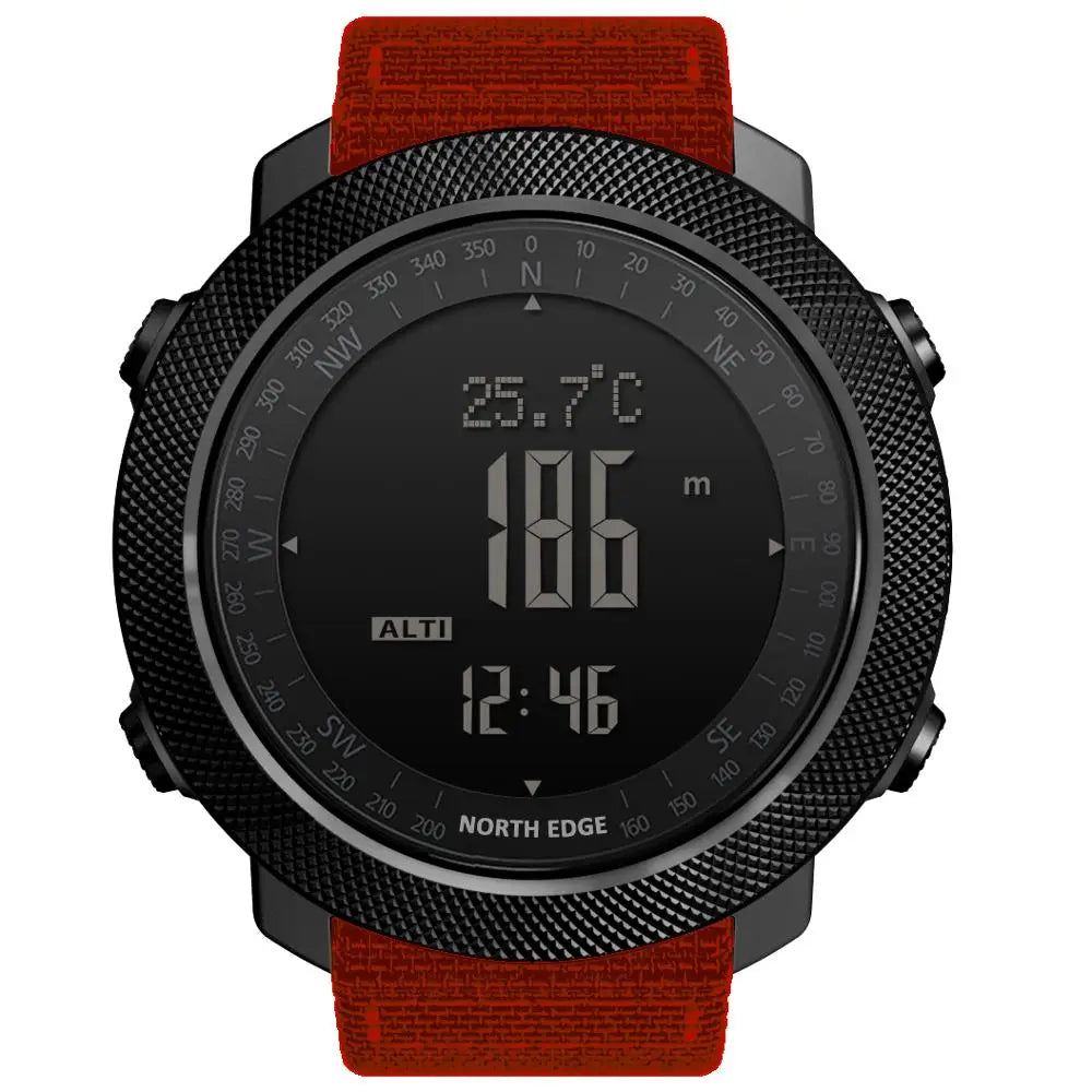 NORTH EDGE Men's sport Digital watch Hours Running Swimming Military Army watches Altimeter Barometer Compass waterproof 50m - Alpine Outdoor Supplies and More