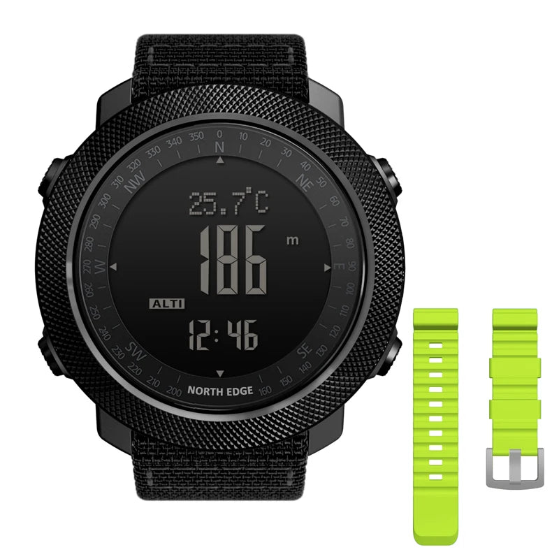 NORTH EDGE Men's sport Digital watch Hours Running Swimming Military Army watches Altimeter Barometer Compass waterproof 50m - Alpine Outdoor Supplies and More