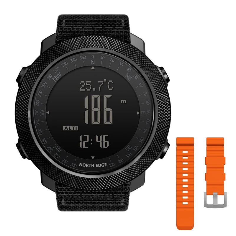 NORTH EDGE Men's sport Digital watch Hours Running Swimming Military Army watches Altimeter Barometer Compass waterproof 50m - Alpine Outdoor Supplies and More