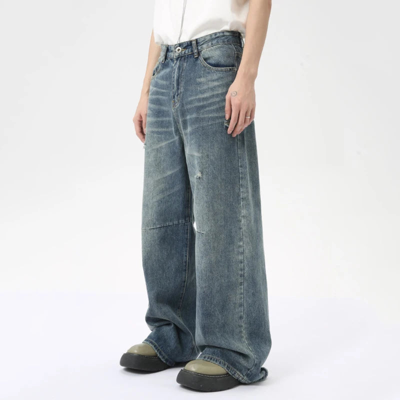 American Style Men's Denim Pants Washing Fashion Loose